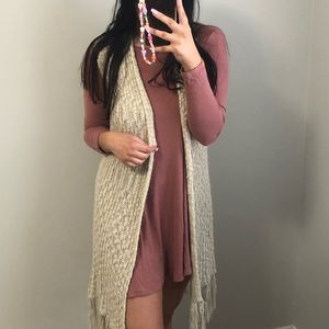 Forever 21 Sweater Vest Duster Ivory Small